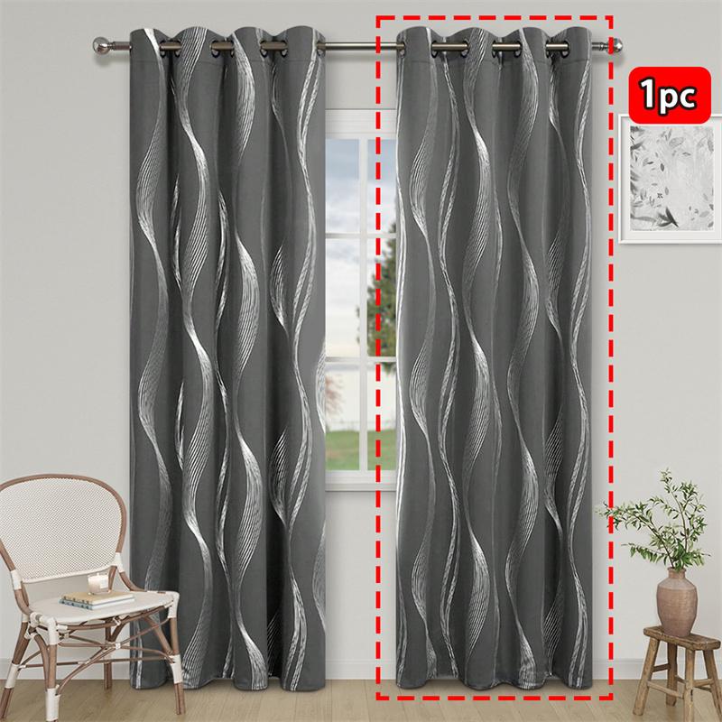 All-Season Curtain Soft Comfortable Dustproof Removable Universal Popular Curtain Blackout Curtain with Gold Foil Wave Pattern, High Precision Drapes
