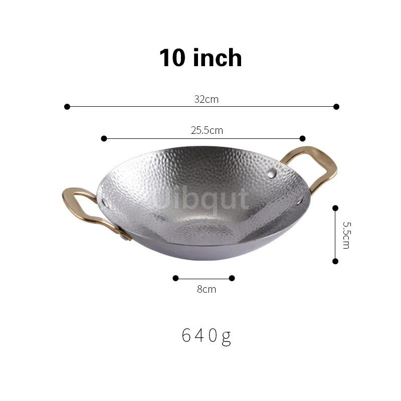Pot cub Golden Double Ear Bar Cauldron Commercial round Bottom Small Hot Pot Creative Thickened Stainless Steel Dry
