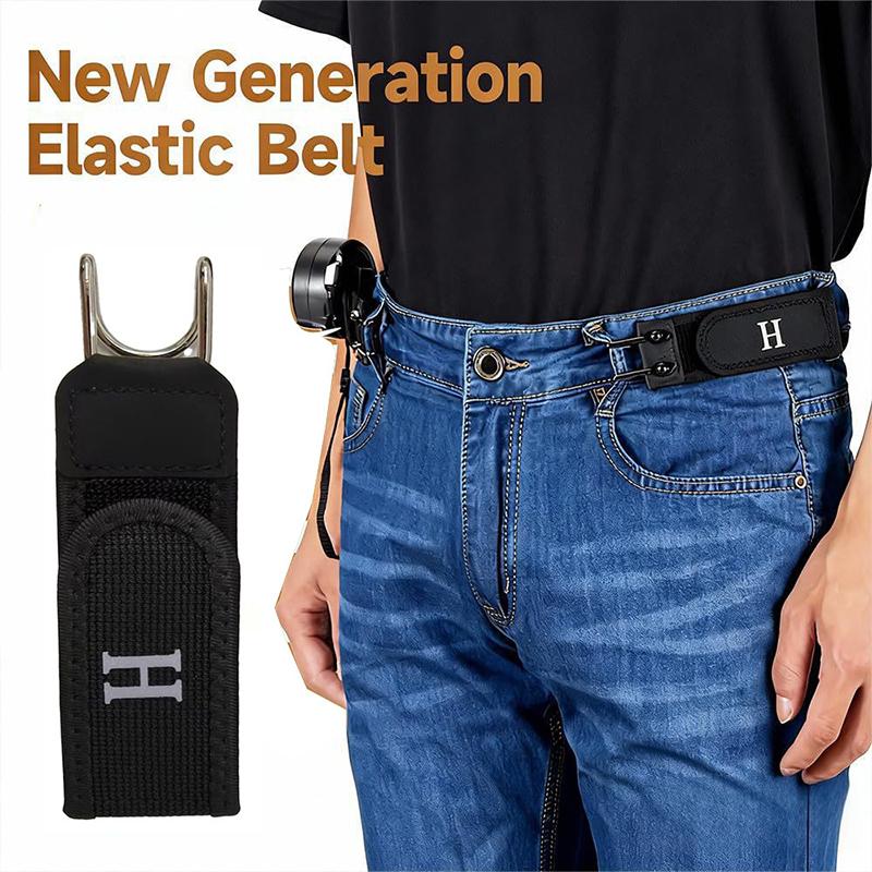 Buckleless Belt Hook Adjustable Metal Hook Elastic Belt Unisex Buckle-Free Invisible Waist Belt Closure For Outdoor Work