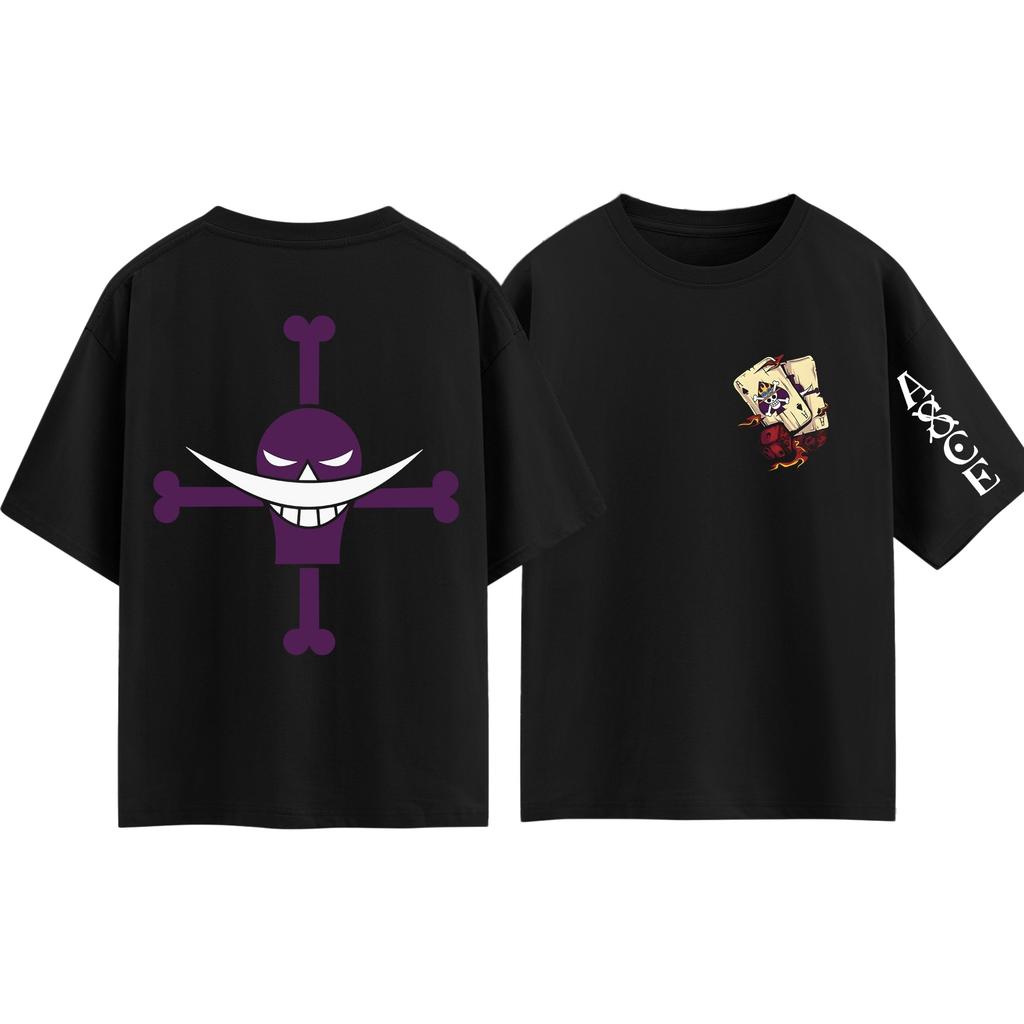Anime One Piece Whitebeard Pirates Ace Printed Tshirt Unisex Unisex Summer Cotton Clothing Fashion Anime Fans Short Sleeve Tops