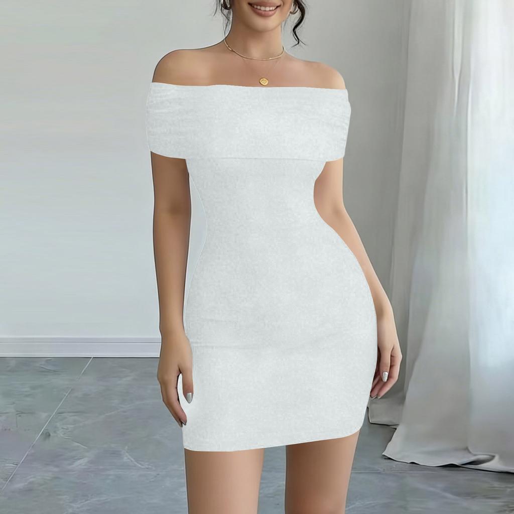 Women's Fashion Color Short Sleeve Dress With Pocket