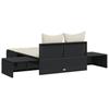 Double Sun Lounger with Cushions Black Poly Rattan