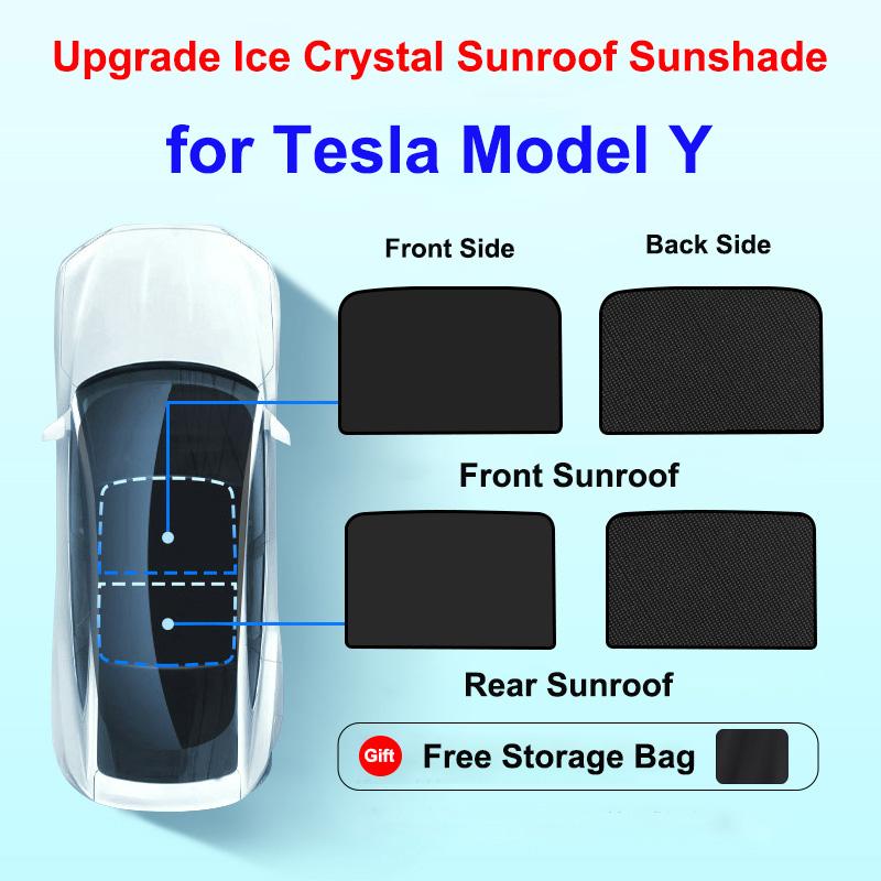 Sunroof Sunshades For Tesla Model 3 Highland 2025 Model Y 2025-24 Ice Cloth Buckle Sun Shade Glass Front Rear Skylight Accessory