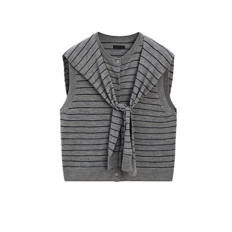 Women's Spring Clothing Gao Zhi Sentong Diligent Wool Blend Knitwear Shawl Collar Sleeveless Vest 5755673