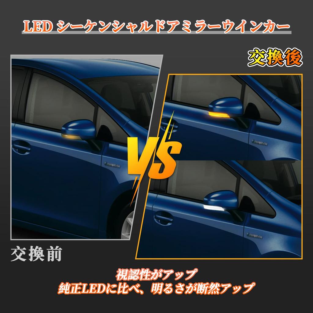 POPMOTORZ Door Mirror Turn Signals for Prius Prius Alpha Camry Mark X Mark X Geo and 10 Series Flowing Position Indicators with Daytime Running Light