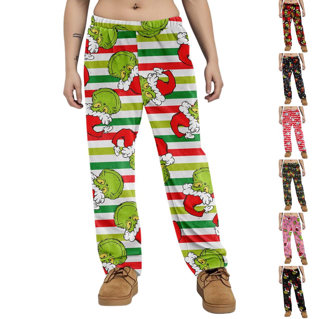 Pajama Pants Sleepwear Casual Drawstring Elastic Waist Pants Comfy Straight Yoga Loose Trousers