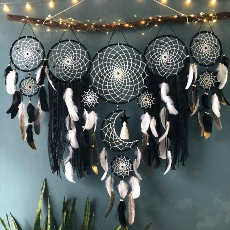 5pcs  Indian Dream Catcher, Wind Chime, Feather Pendant Indoor Tassel Wall Hanging, Exquisite Decoration for Homestay