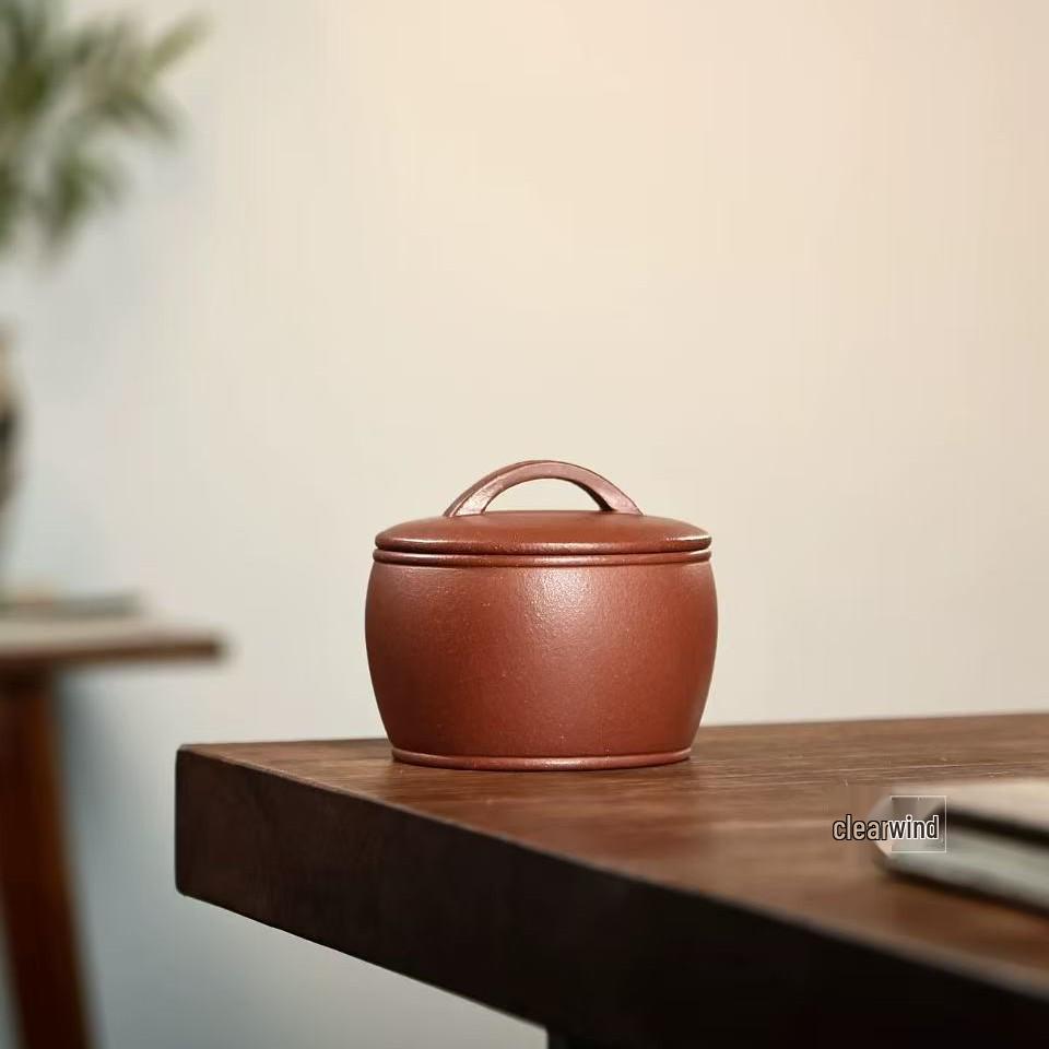 Yixing Zisha Hanwa Tea Caddy, Small 2 Liang Capacity, Handmade Tea Storage and Sealing Jar.