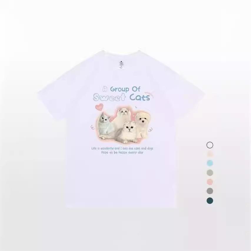 Large size 100kg high-end pure cotton short-sleeved t-shirt women's summer new loose American trendy brand design sense clothes