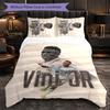 Vinicius Junior 3-teiliges Bettwäscheset Weiches Bettbezug-Set mit Kissenbezügen Bedrucktes Schlafzimmer-Deko-Set für Zuhause