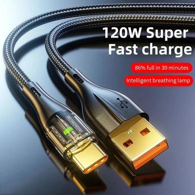120W 6A USB - USB-C Kablo Hızlı Şarj Veri Senkronizasyon Kablosu Xiaomi 13 Redmi Note 12 Samsung S23 S22 Type-C Şarj Kabloları için