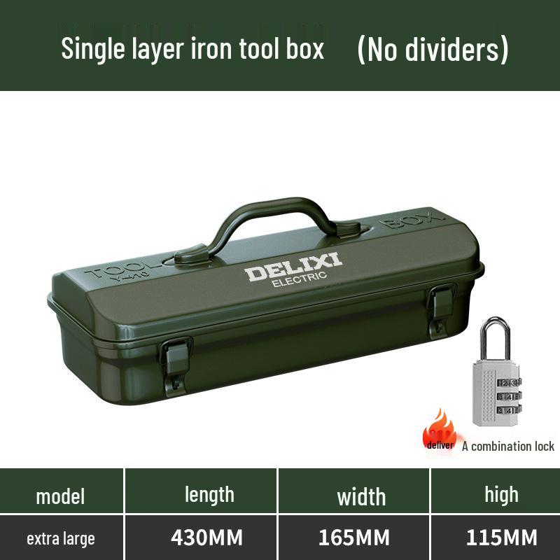 Delixi Industrial-Grade Metal Tool Box for Home and Auto Repair
