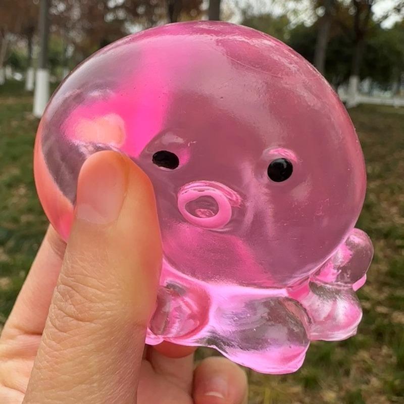 Polpo Squishy Giocattolo Fidget Gomma Trasparente Cristallo Polpo Giocattolo Rilassante per le Mani Morbido Rimbalzo Lento Giocattolo da Spremere per Bambini Adulti Giocattolo da Pizzicare