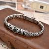 2026 Silver Country Trendy Black Diamond Men's Woven Fashion Retro Bracelet