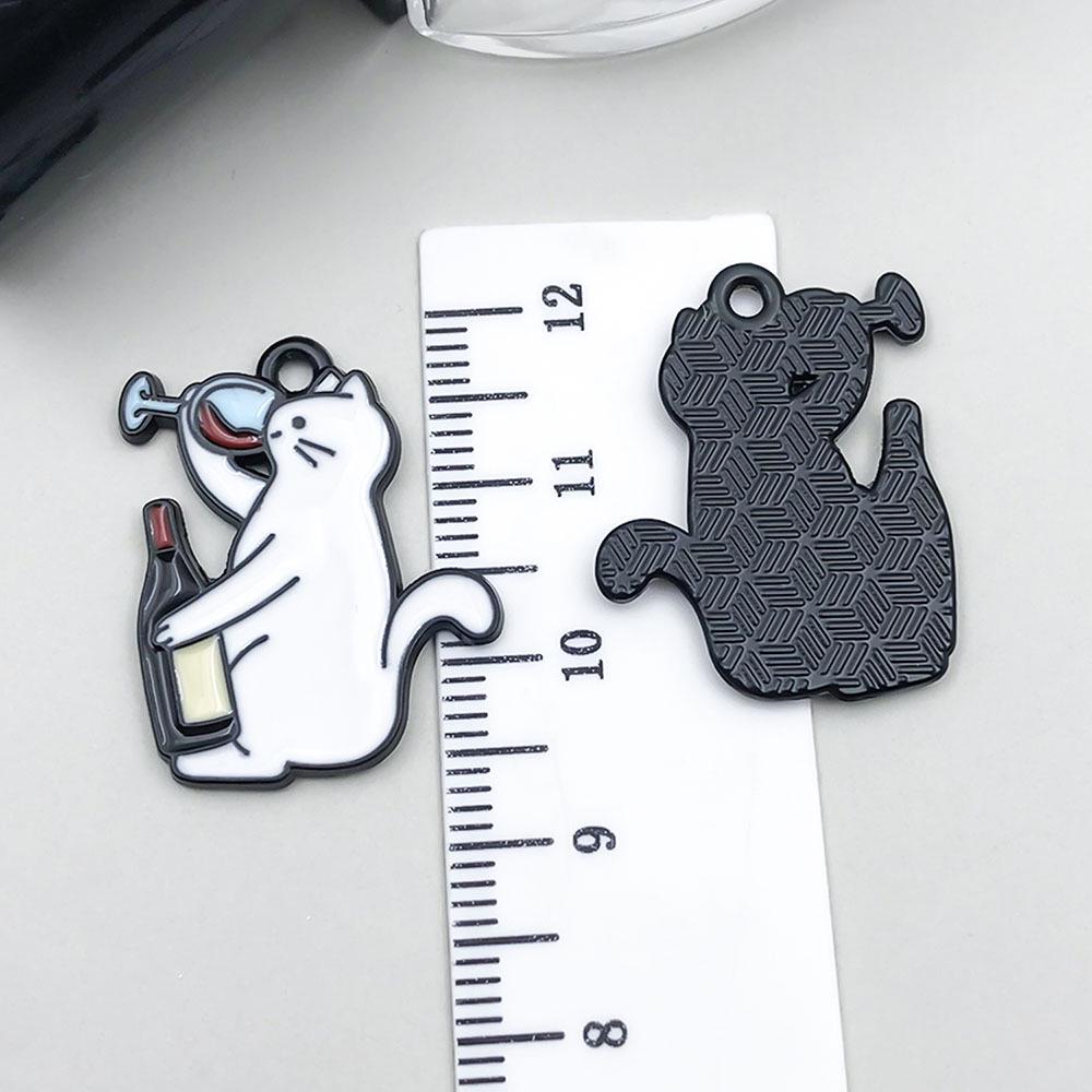 

8pc Black Drip Oil Alloy Cat Pendant Charms for DIY Bracelet/Necklace Jewelry