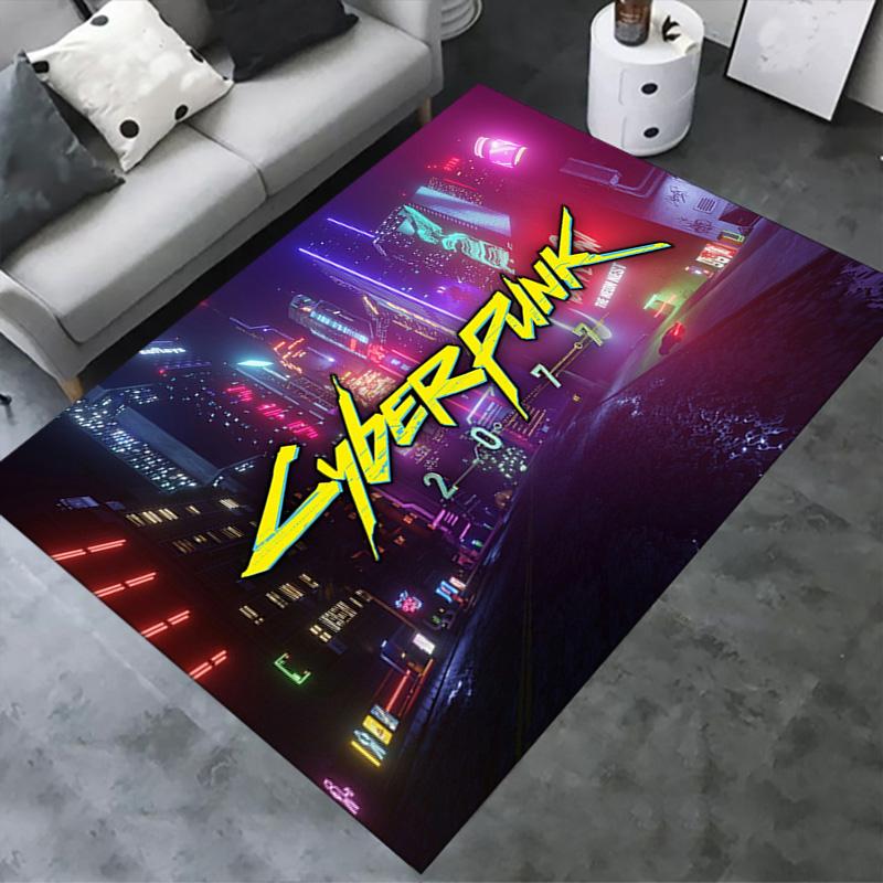 Cyberpunk 2077 Carpet Rug for Living Room Bedroom Home Sofa Decoration,Kids Play Non-slip Floor Mat