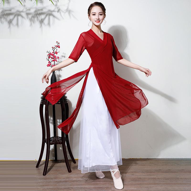 

Женский костюм Ханфу для классического танца - Новый стиль, марлевая одежда для практики XL