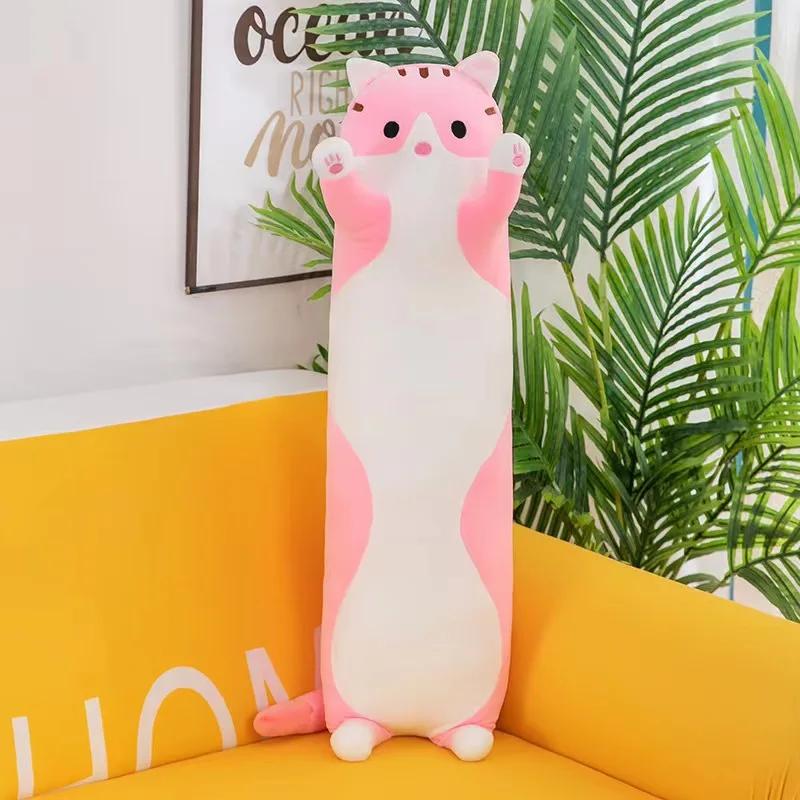 Lang katt Plysj Kroppspute Kreativ Søt Dyr Utstoppet Pute Myk Sofa Dekorativ putepute Stor sovepute Dekor