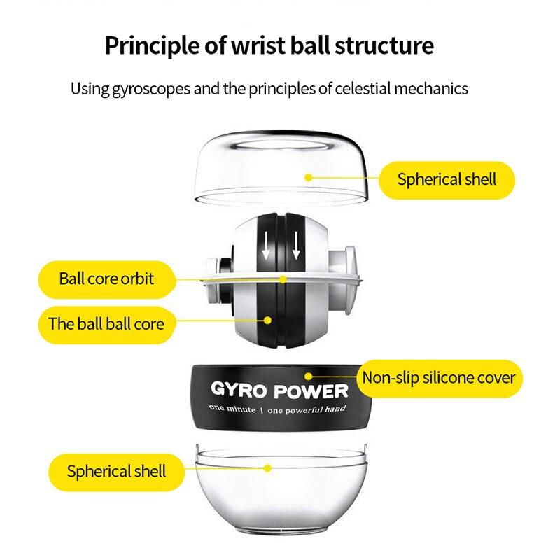 Gyroskopischer Handgelenk-Stärkerball, Power Ball mit Autostart-Bereich, Gyro Power Handgelenk Ball, Arm Handmuskelkraft Trainer Fitnessgeräte