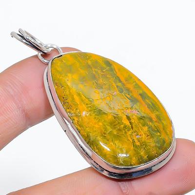 Φυσικός Ωκεάνιος Ιασπης Πολύτιμος Λίθος Χειροποίητο 925 Ασήμι Στερλίνα Κρεμαστό Κόσμημα 2.21" f9N00