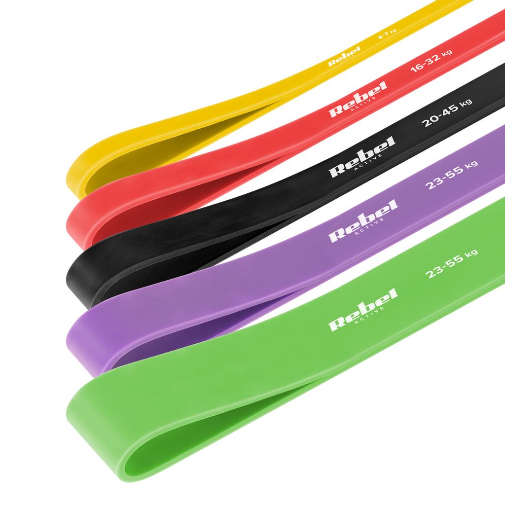 Set di 5 Fasce Elastiche Power Band, Fasce di Resistenza per Allenamento Fitness, Rebel
