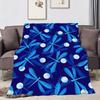Fashion Print Dragonfly Pattern Blue Flannel Soft Warm Plush Blanket Sofa Living Room Pet Hogar Bedroom Gift Home Car Portable