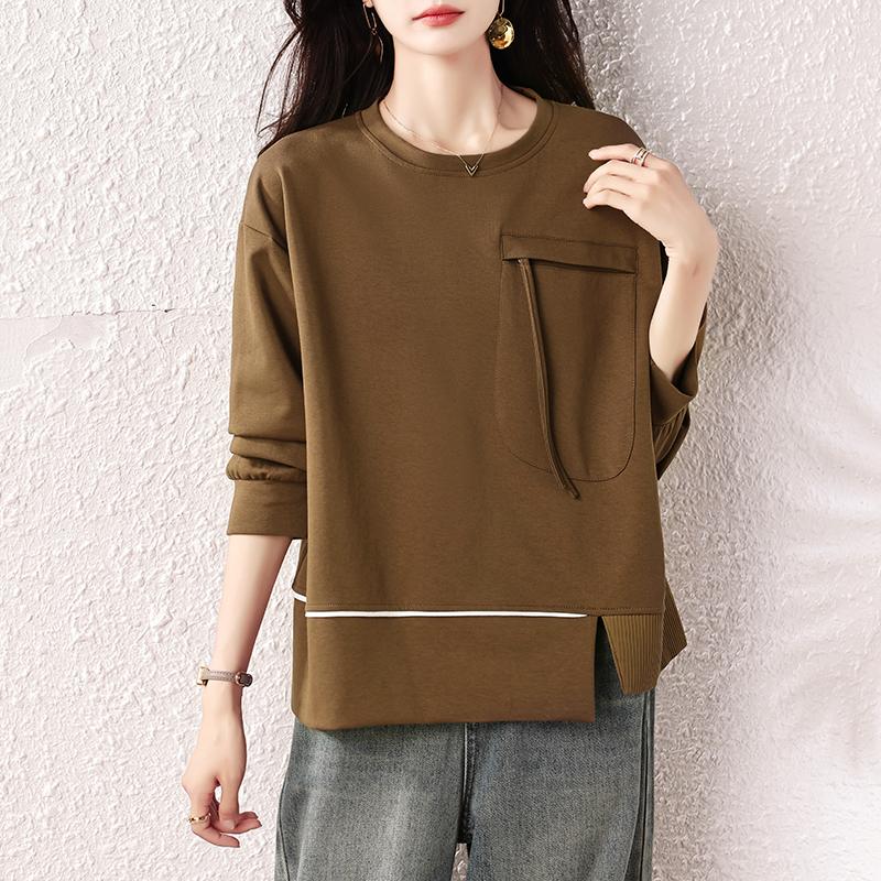 Dimanaf 2025 New Plus Size Autumn Hoodie Women Pullovers Tops Solid Fashion Loose