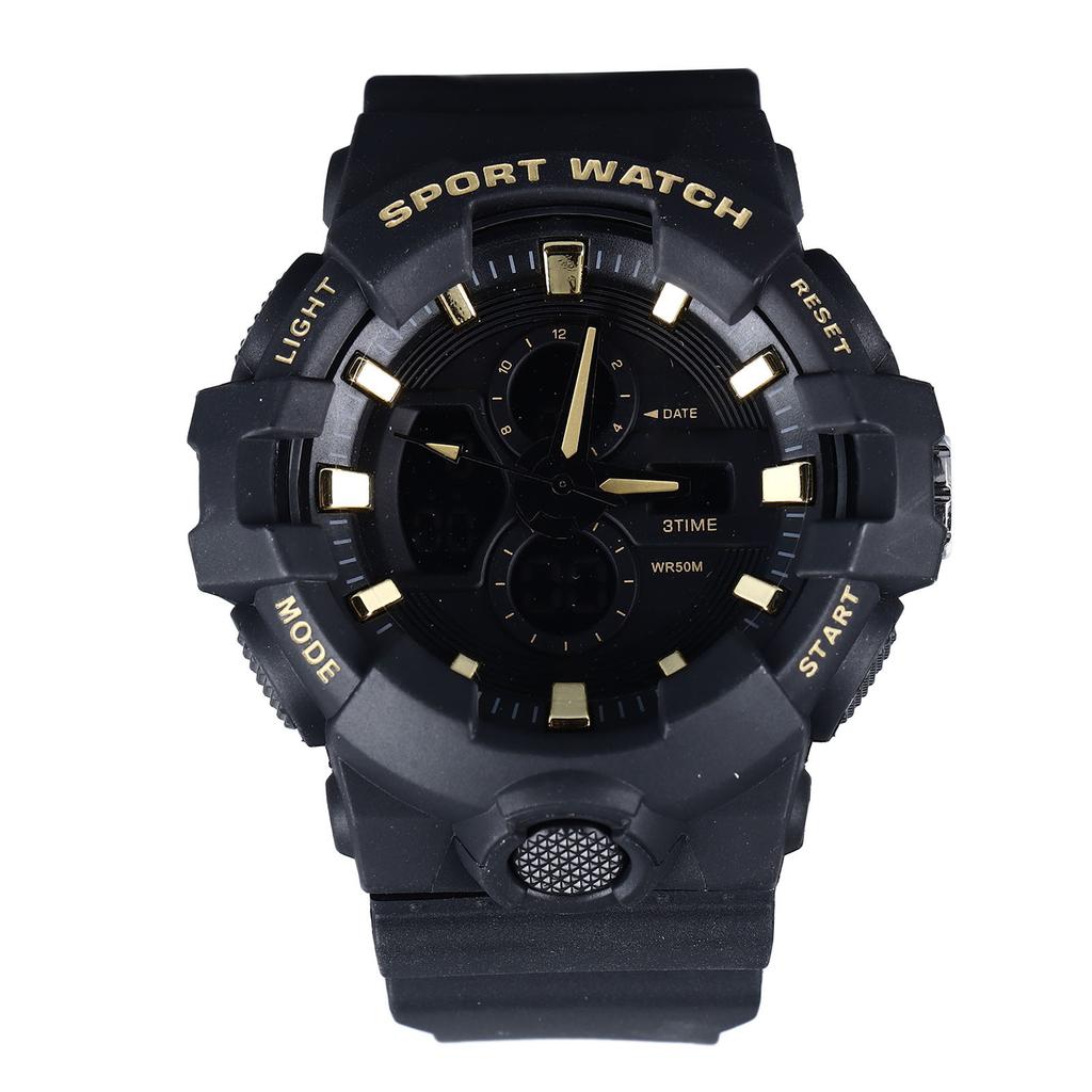 Men Analog Sports Watch Digital LED Backlight Water Resistant 12/24 Hour Format Alarm Second