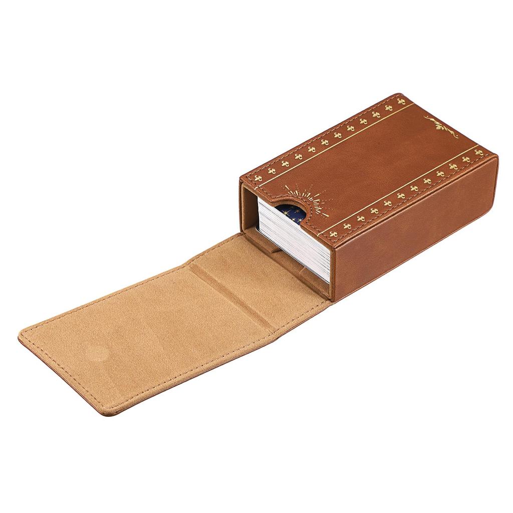 BSTKEY Tarot Card Magnetic Tarot Card Card Tarot Card Standard Hot Brown Storage, Leather, Closure, Organizer, Case, Box, Size, Stamping, Stylish,