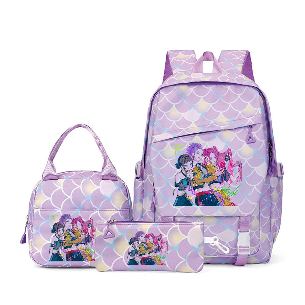 School Season Printed Student Schoolbag Backpack Shoulder Pencil Bag Three-Piece Set