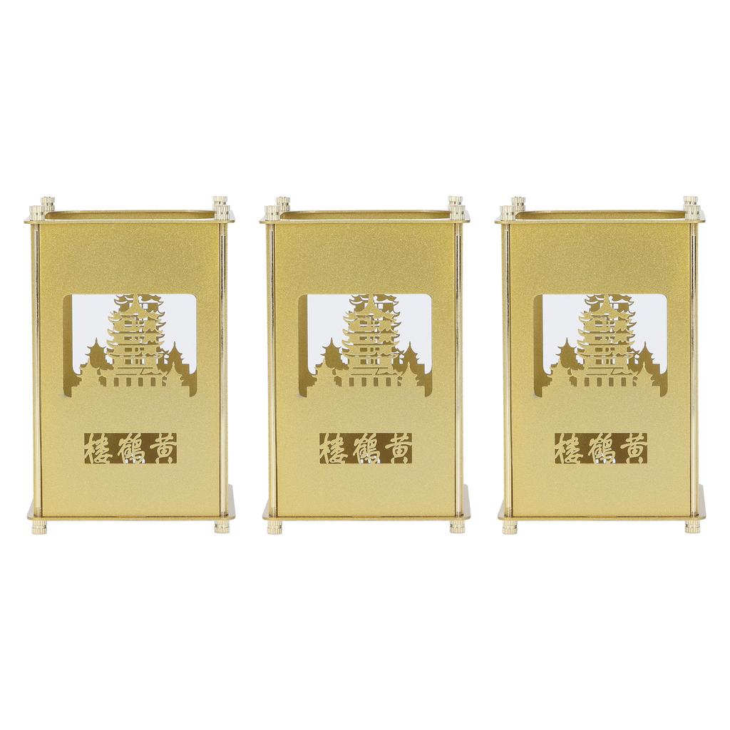 Pen Holder Gold Unique Design Chinese Tower Easy Assembly Surfaces Plating Metal Pen Holder for