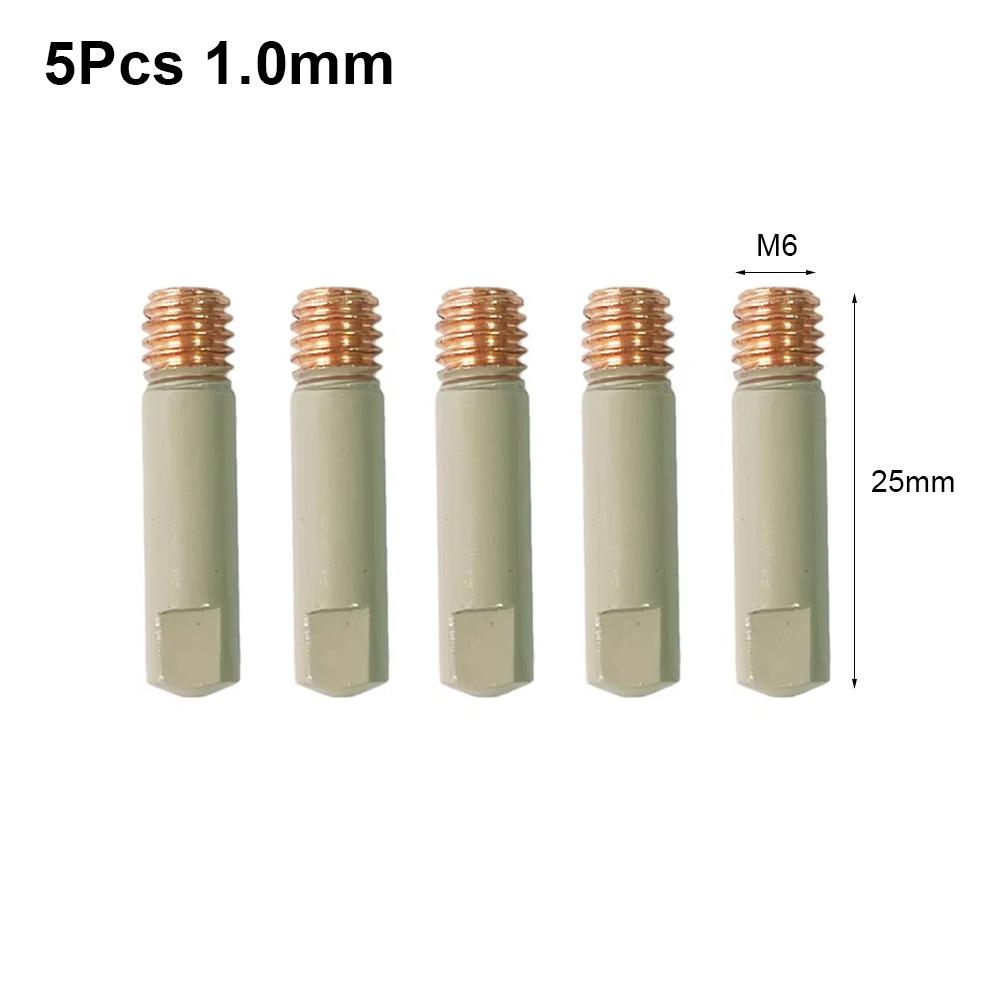 5Pcs 25mm M6 Welding Contact Tips 0.8/1.0/1.2mm Welding Tool Parts MIG Nozzle Tip for MB-15AK 14AK