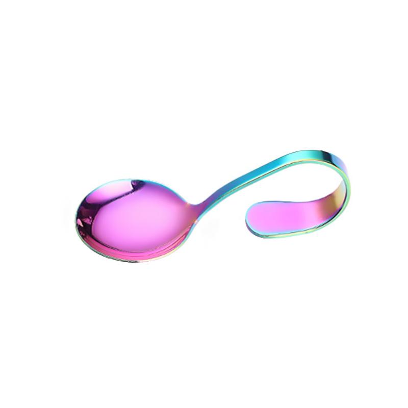 Stainless Steel Service Tableware Curved Handle Spoon Hotel Golden Independent Dining Curved Hotel Supplies Spoon