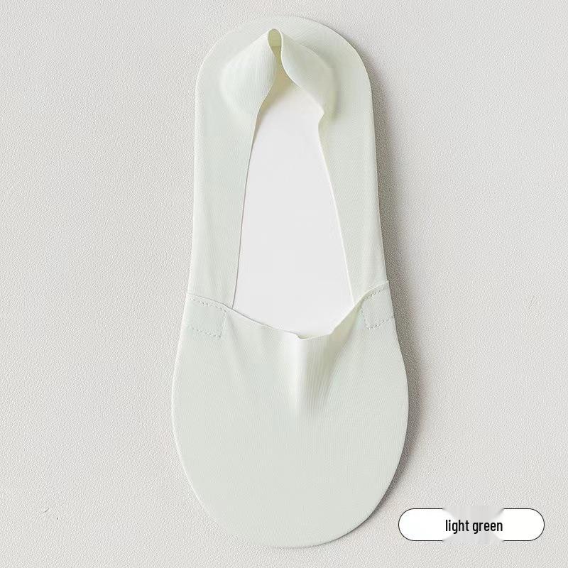 Women's No-Show Ice Silk Boat Socks - Breathable, Sweat-Absorbent, Non-Slip Cotton Bottom for Heels
