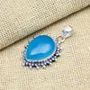 Blauer Chalcedon Edelstein 925 Massiv Sterlingsilber Handgefertigter Schmuck Anhänger Für Thanksgiving Geschenk