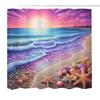 Purple Sunrise Beach Shower Curtain Coastal Shell Shower Curtain Suitable For Bathroom Waterproof Fabric Bathroom Curtain With Hook