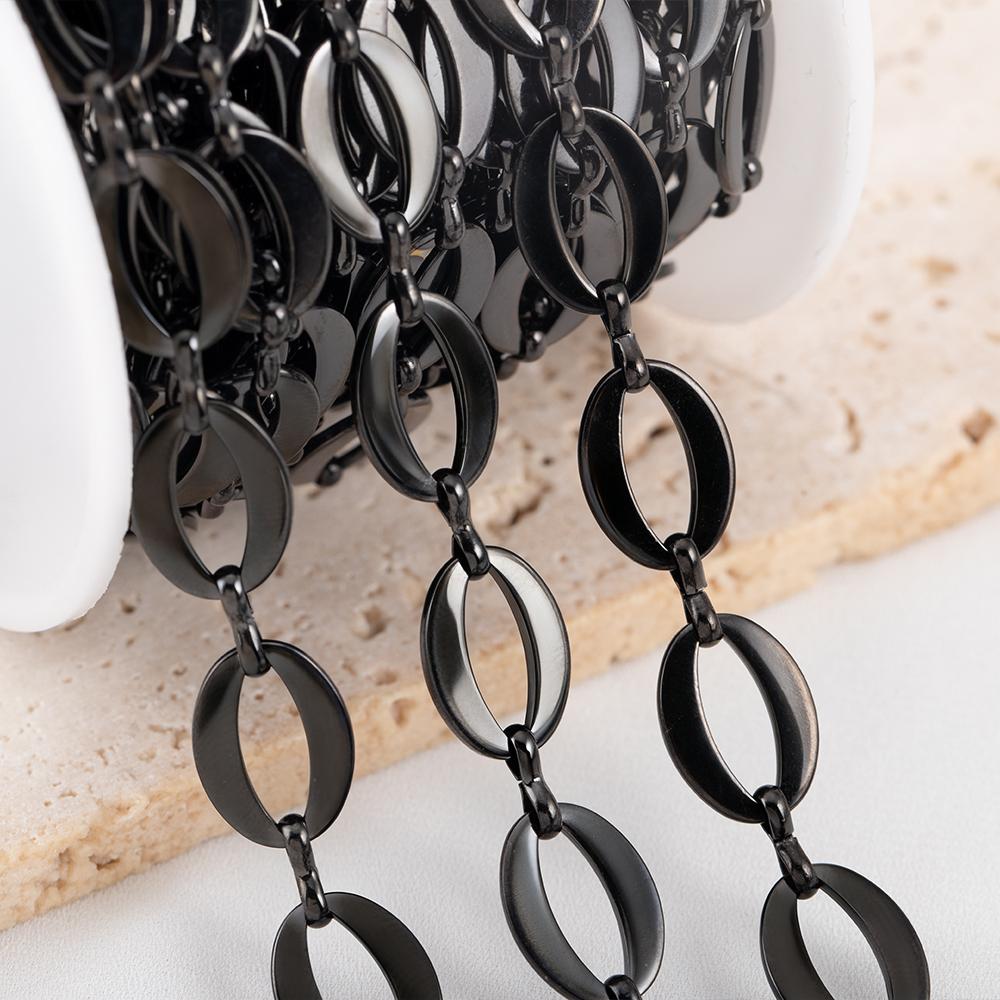 1Meter Stainless Steel Black Plating Cuban Necklaces Chain 10x14mm Oval Link Chains for DIY Bracelets Jewelry Making Bags Chains
