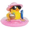 Cool Summer Duck Car Dashboard Decor, Rubber Duck With Swim Ring & Sunglasses, Cute Beach-Themed Ornament For Car Interior Gifts