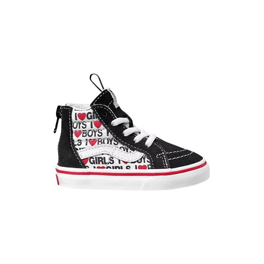 Vans Sk8-Hi Zip Toddler I Heart Print Baby Sneakers Black True-White VN0A4BV1WKU
