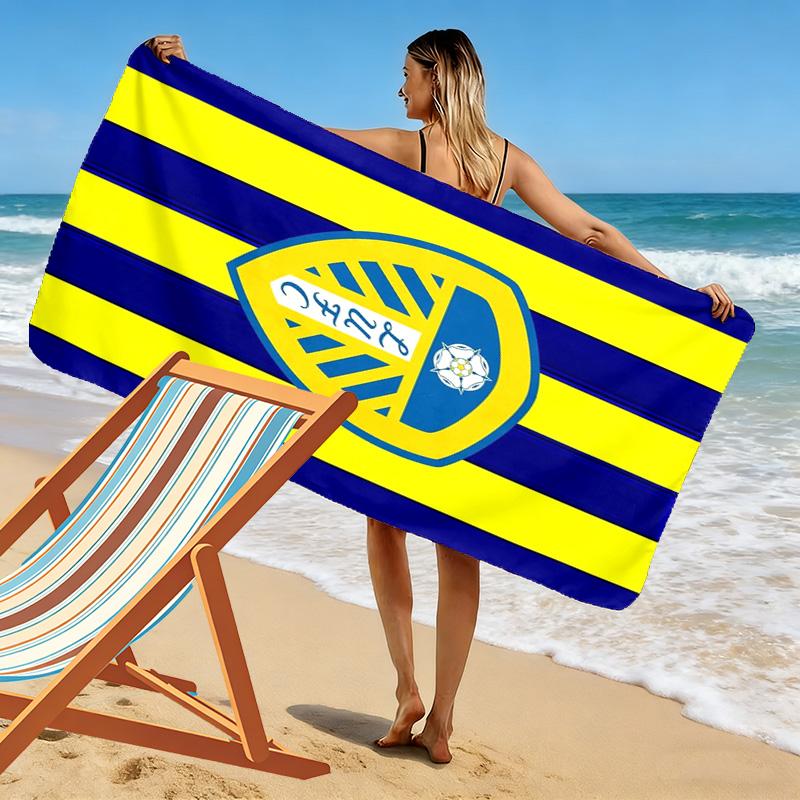 Leeds United Logo Aufdruck Strandtuch, Großes Weiches Schnelltrocknendes Handtuch für Strand Camping Schwimmen