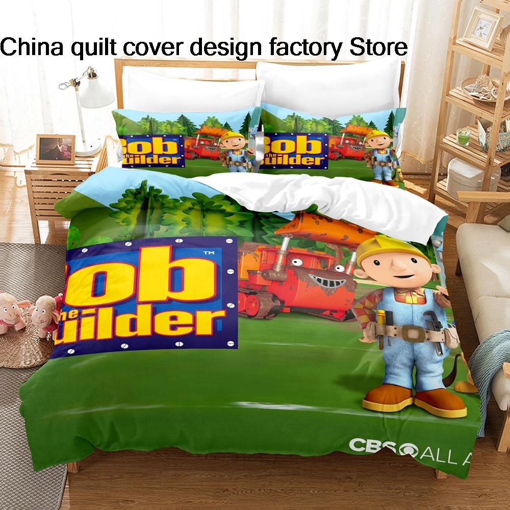 Süßes Bob der Baumeister Bettwäsche-Set 3D-bedruckte Bettbezug Kissenbezug Für Kinderzimmer Heimtextilien Einzelbett Doppelbett Queen King Größe