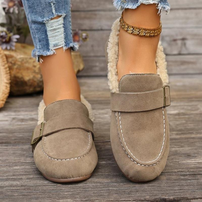 Winter Shoes Women Loafers with Fur Casual Female Sneakers Autumn Round Toe Slip-on Bow-Knot Flats Moccasin Comfortable Mules