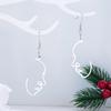 Fashion Silver Color Hollow Abstract Face Dangle Earrings Stainless Steel Earrings For Women Hip Hop Jewelry