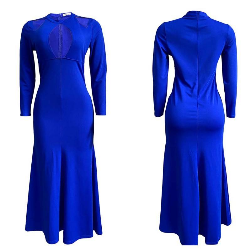 

Women s Clothing Large Size High Waist Sexy Fishtail Dress African Long S синій