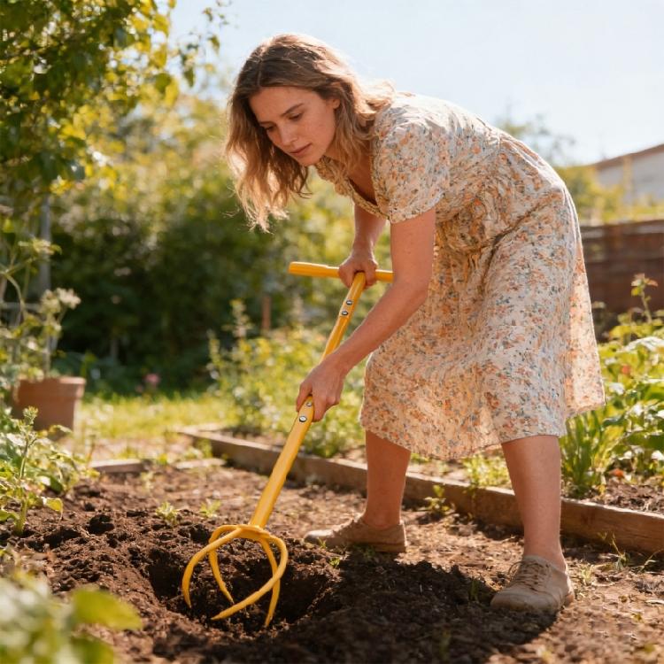 Multipurpose Yellow Gardening Tool constructed Of Carbon Steel For Home Planting Use