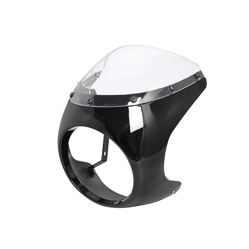 Motorcycle Red/White Front Headlight Fairing Windshield Black for Cafe Racer Honda Universal 7inch Retro Headlamp Windscreen 01