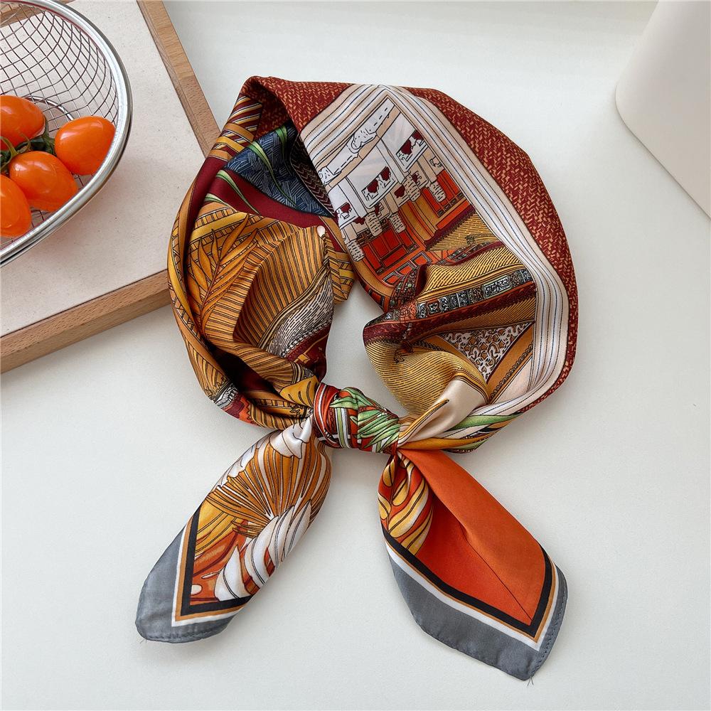 70*70cm New Luxury Square Scarf Silk Scarves Women Neck Hair Tie Band Hijab Kerchief Head Headband Smooth Bandana Female Foulard