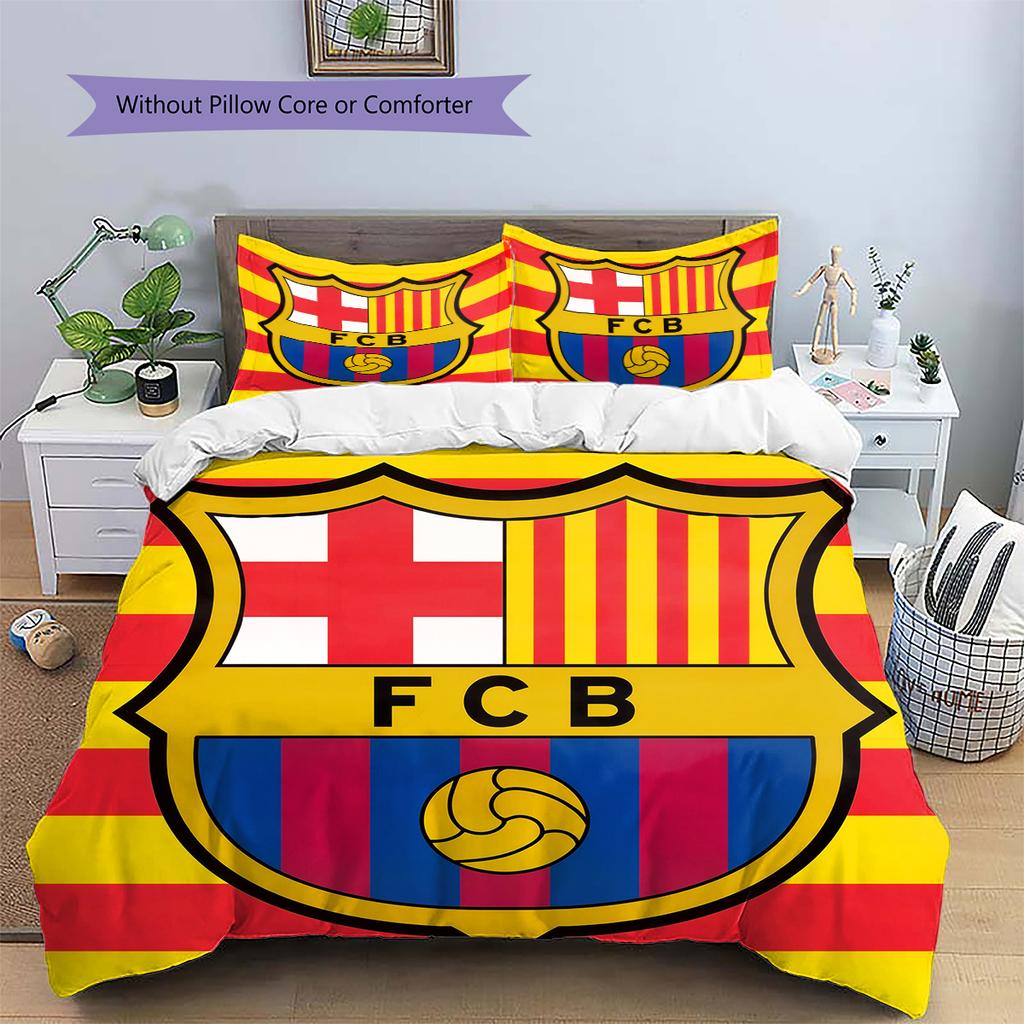 מצעים בעיצוב ברצלונה קישוט לבית מתנת יום הולדת (1 * כיסוי שמיכה + 2 * ציפות, ללא ליבה)