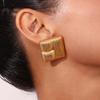 Stainless Steel Geometric Square Stud Earrings for Women Exaggerated Gold Color Irregular Textured Earrings Jewelry Party Gifts