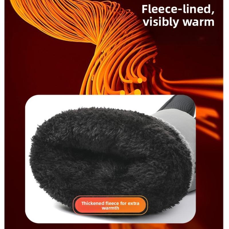 Motorcycle Winter Warm Snowboard Ski Gloves Unisex Non-Slip Touch Screen Waterproof Pu Leather Outdoor Cycling Fleece Snow Glove